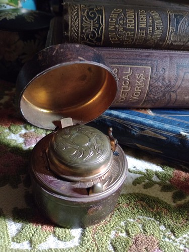 Antique travel inkwell glass - antique, inkwell,