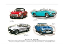 MGB & MGB GT 1962 to 1980 A3 Fine Art Print - Classic British MG Sports Cars MGC