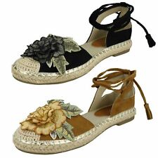 Ladies Spot On Espadrilles Ankle Tie Up