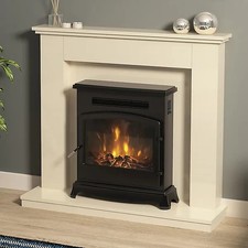 Modern Hemsworth 2000W Electric Stove Matt Black Log Flame Fire Heater 618x57mm