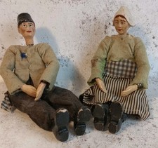 Rare Pair Swiss 1920s Saba Bucherer Doll Figure Dutch Man & Woman 20cm Wear Read