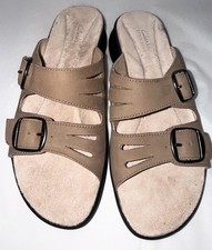 Clarks Springers Sandals Womens Size 5.5M Tan Leather Buckle Straps