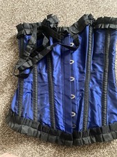 TOP QUALITY BURLESKA LILY STEEL BONED CORSET, ROYAL BLUE AND BLACK SIZE 26"