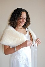 fake fur wedding wrap with satin ties