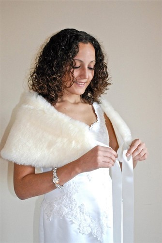 Fake fur wedding wrap with - fake,