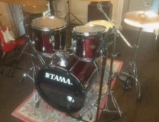 Tama Rockstar 5pc Drum Kit (Red) Including Cymbals/Stands/Pedals And Sticks!  