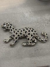 Vintage Signed Sardi Pave Rhinestone Panther Brooch - Silver Tone