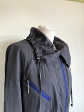 BUTTERFLY by MATTHEW WILLIAMSON Grey Jacket. UK 14. Bright Blue Trim. Drawstring