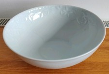 Genevieve Lethu Large White Serving Bowl With Embossed Modern Floral Design