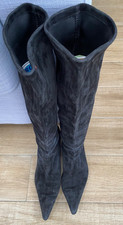 Peter Kaiser Ladies Black Suede Pull on Knee High Boots. Size 5.5