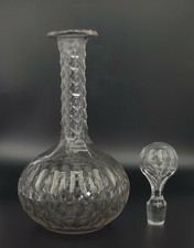 Victorian Shaft And Globe Lead Crystal Decanter With Hollow Blown Stopper.