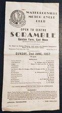 Waterlooville Motor Cycle Club - Open To Centre Scramble 2nd June 1957 Programme
