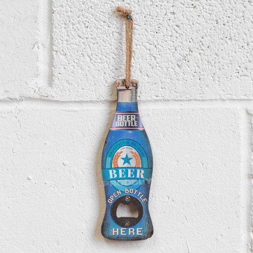 Wooden wall bottle opener - wooden,
