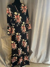 Womens Boohoo Dress size 14 floral hippie boho cottage core long fluted sleeve