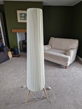 IKEA ÖKENSAND Modern Floor Lamp Beech Legs, White Pleated Shade, 154cm
