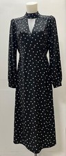 Ladies Ex River Island  Black Polka Dot Choker Dress With Split Size 14 16