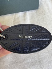 RARE Mulberry Union Jack Keyring Bag Charm In Navy Leather BN With Receipt