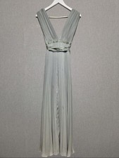 ASOS Maxi Dress Size 12 Olive Green Pleated Satin Wrap Bridesmaid Wedding Party