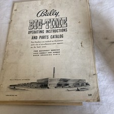 Big Time Bally Original Pinball Bingo Machine Service Manual And Schematic 1956