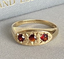 Gents 9ct Gold & Garnet Three