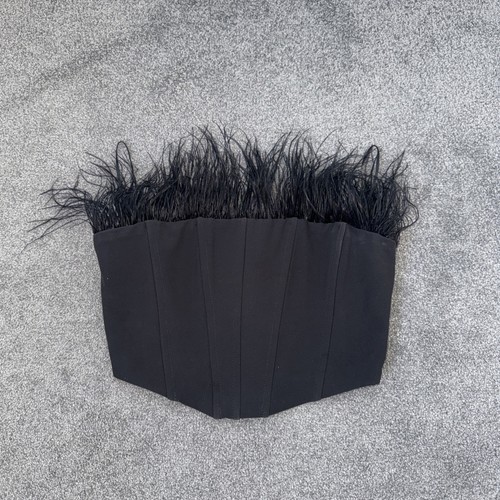 Club black feather corset - club, l