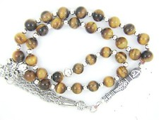 8mm x33 REAL TIGER EYE PRAYER BEADS ISLAMIC TASBIH MASBAHA GIFT