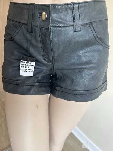 Topshop leather shorts - leather, size