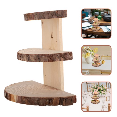Beige wooden dessert display - beige,