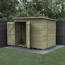 Forest Beckwood 8x6 Pent Shed No Windows Double Dr Wood Outdoor Storage Free Del