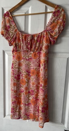 Ladie orange floral - orange, retro