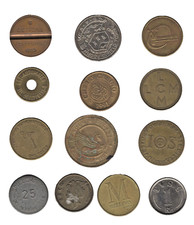Mixed Lot of 12 Old Tokens –