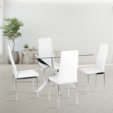 Madern Dining Table and 2/4 Padded Chairs Set Kitchen Dinning Room Furniture