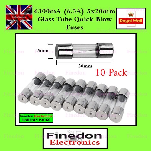 10x 6300ma 5x20mm tube - 6.3a,