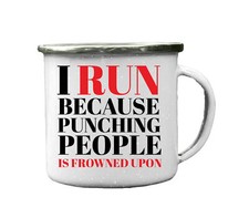 Funny Running Mug, Motivational Runner Gift, Hilarious Exercise Enamel tin Mug