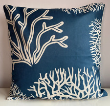 New cushion cover ocean coastal seaside nautical seaweed blue print 45x45cm