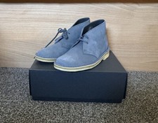 Women's Clarks Desert Boot Lace Up Ankle Booties Deep Blue Suede UK 5