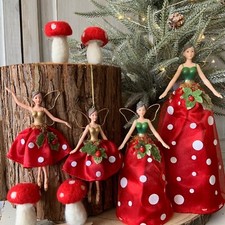 Toadstool Fairy Christmas Decoration Gisela Graham Hanging Tree Topper Angel Top