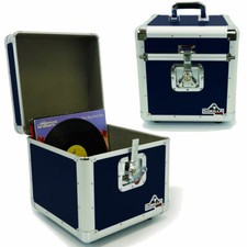 Gorilla LP100 12" Vinyl Record Box DJ Storage Carry Case Holds 100 Blue (Pair)