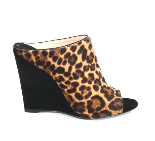 Prada leopard wedge mules calf - prada,