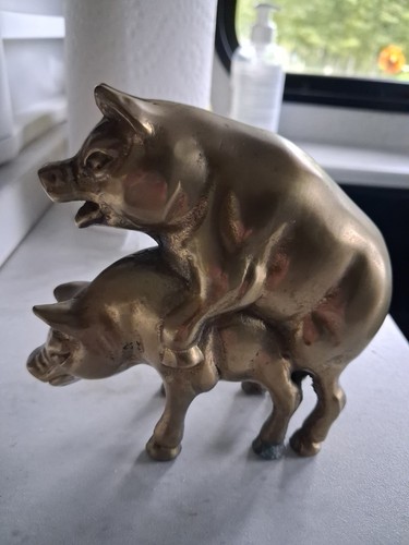 Vintage brass pig - brass,