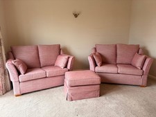 Multi York Two Small Sofas One Pouffe Pink Good Condition