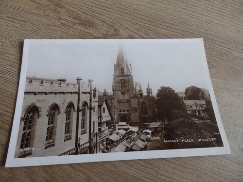 Postcard market place sleaford - market,