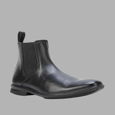 Black Leather Chelsea Ankle