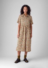 Toast Folk Flora Selma Cotton Shirt Dress Size 12 BNWT - Paprika/ Warm Green