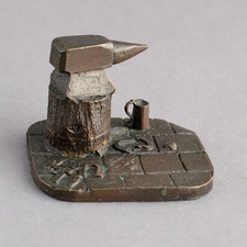 BRONZE Miniature FORGE with ANVIL Farrier MODEL Horseshoes VINTAGE