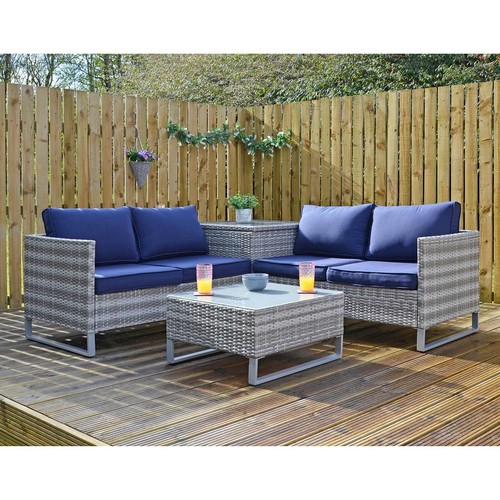 Garden sofa set grey - sofa, rattan