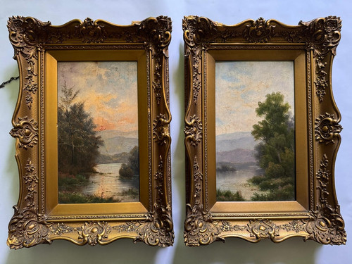 Antique 19thc pair landscape - 19thc,