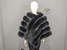 Genuine Fur Fox Poncho black