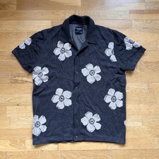 Abercrombie & Fitch Sweater Polo Shirt Medium Grey Knit Short Sleeve Button Up