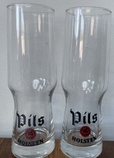 2 x HOLSTEN PILS Lager Tapered Half Pint Glasses Vintage 